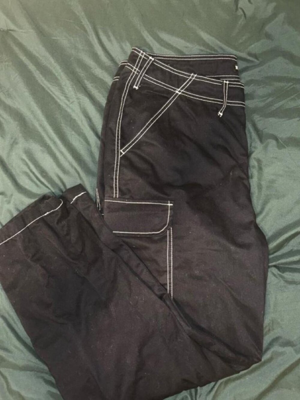 True Religion Black Jeans White Contrast Stitching Men's Size 36